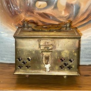 antique brass cricket/trinket box/incense burner
